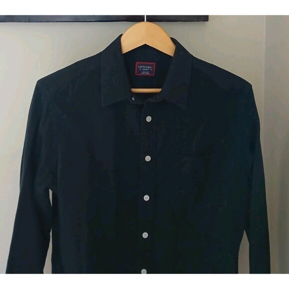 Untuckit Flannel Sherwood Button Down Shirt Size Medium Black Cotton - Picture 2 of 9